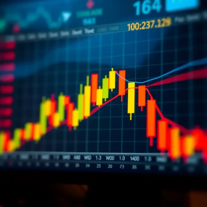 Graph showing candlestick chart patterns used in technical analysis of financial markets