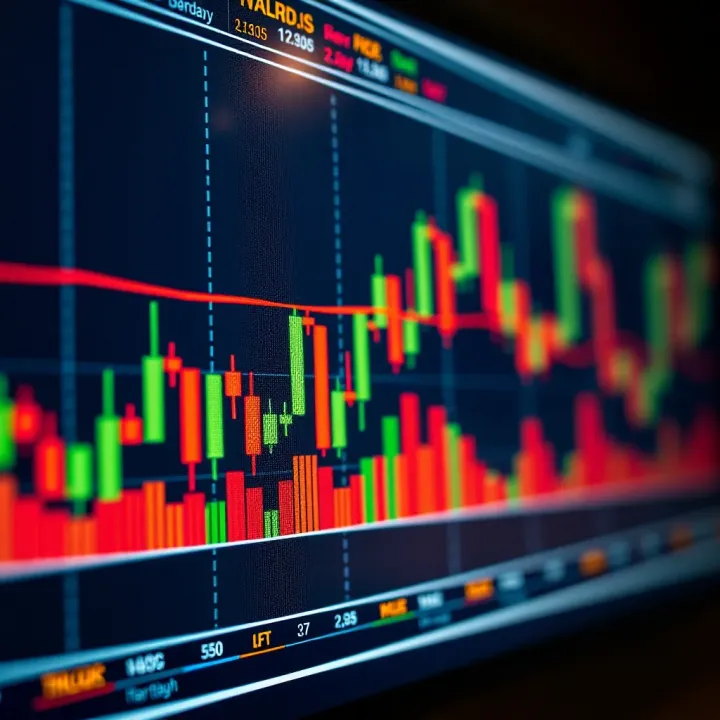 Chart displaying candlestick patterns used for market trend analysis