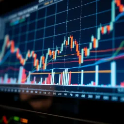 Graphical representation of technical indicators used to predict market movements