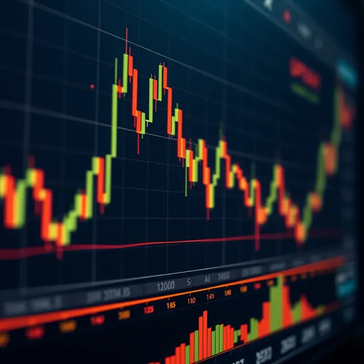 Graph showing price trends and trading volume over time to illustrate technical analysis