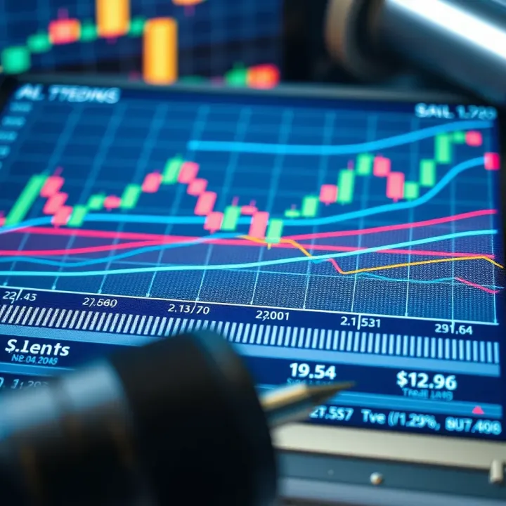 Visualization of key technical analysis tools including trend lines, support and resistance levels