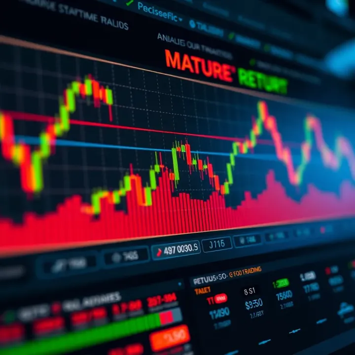 Illustration of common technical analysis tools like trend lines, moving averages, and volume indicators