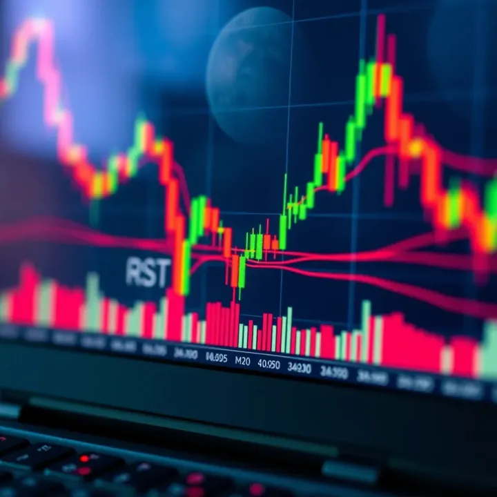 Chart displaying key technical indicators such as moving averages and RSI on a financial trading platform