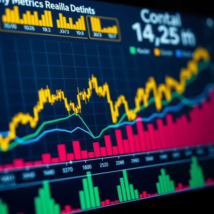 Financial Metrics and Trend Lines for Company Performance Evaluation Graph illustrating key financial metrics and trend lines for company performance