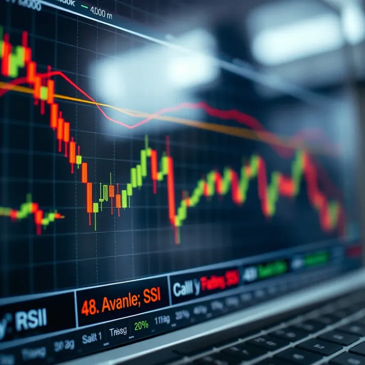 Technical Indicators Featuring Moving Average and RSI for Market Strategy Graph displaying key technical indicators like moving averages and RSI for trading strategy