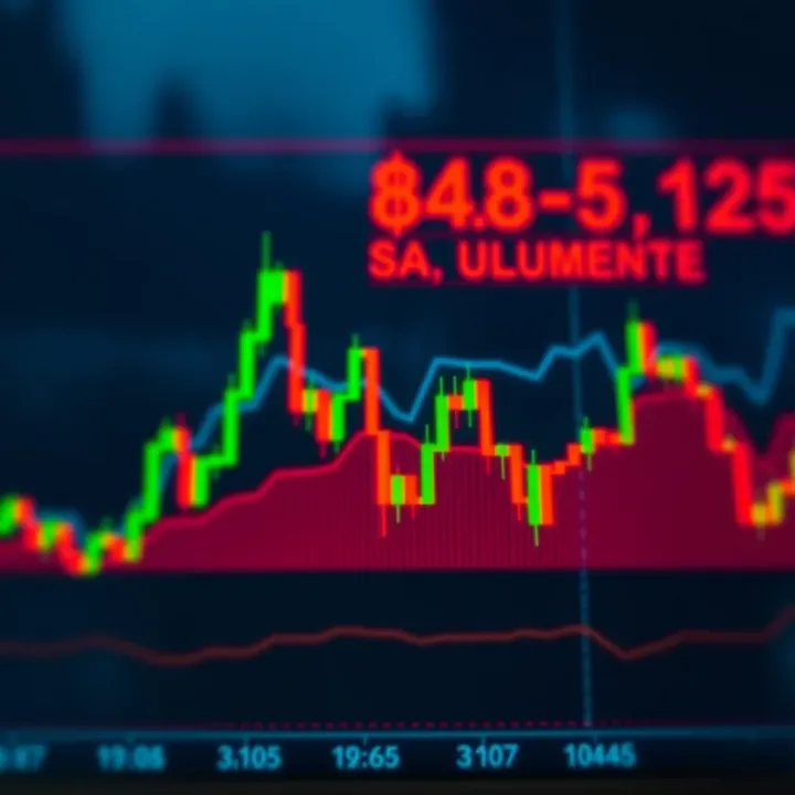 Graph showing moving averages and volume indicators to analyze market behavior