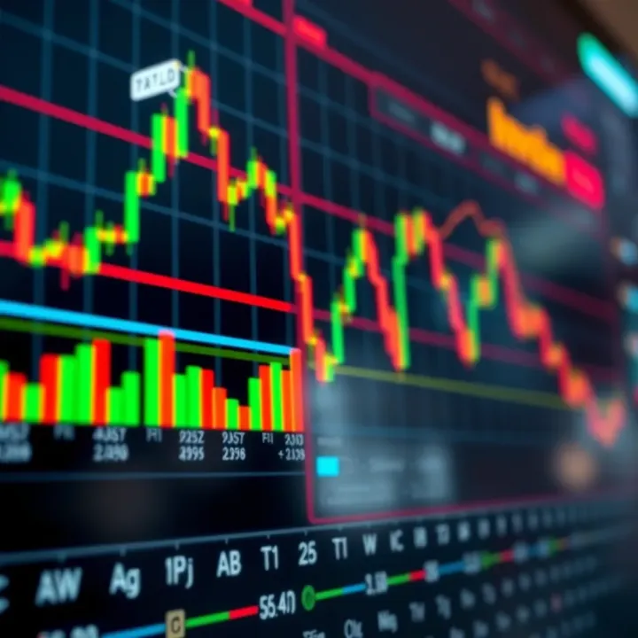 Digital chart displaying stock market trends and indicators