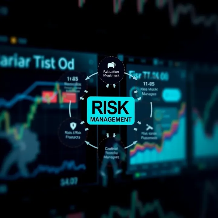 Diagram illustrating key concepts of risk management including identification, evaluation, and control mechanisms