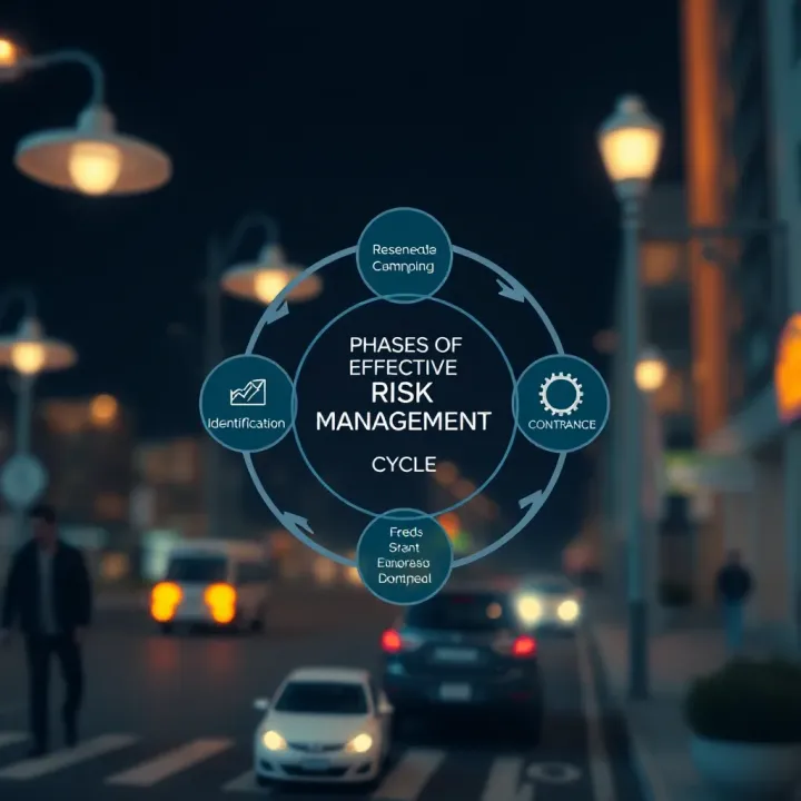 Diagram illustrating the phases involved in effective risk management including identification, assessment, control, and monitoring