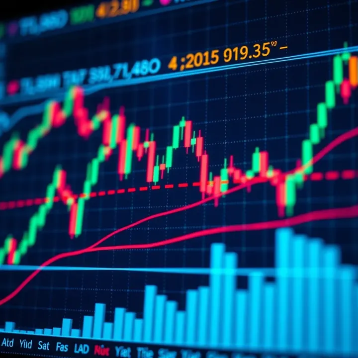 Graph showing price movements and technical indicators on a financial chart
