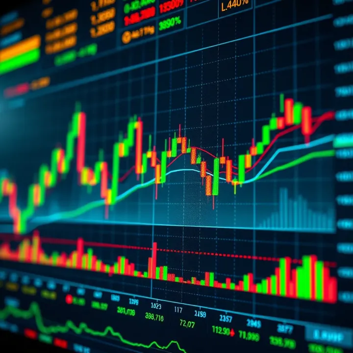 Graph displaying historical price movements and trading volumes in a financial market